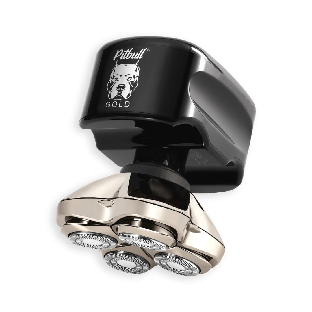 Skull Shaver Pitbull Gold PRO Head and Face Shaver: Ultimate Grooming Kit for Men, 5-in-1 Premium Bald Head Electric Head Shaver, Wet and Dry Easy