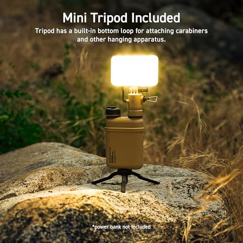 ELECOM NESTOUT Outdoor Camping LED Panel Flashlight w/ Mini Tripod, Dimmable USB Powered LED Light, IP44 Water Dust Resistant, 30-1000 Lumen, Portable Lantern for NESTOUT Power Bank, Beige (Flash-1)