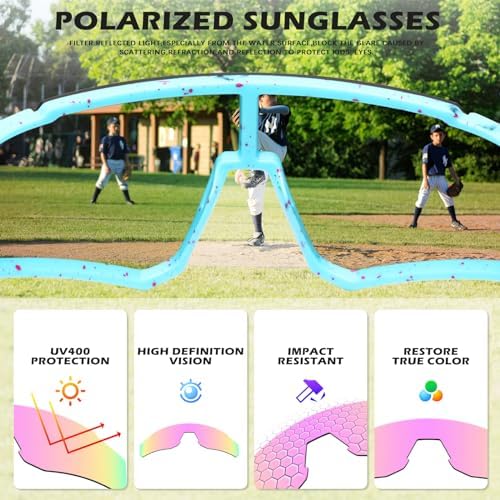 3PACK Kids Sunglasses Polarized Youth Baseball Sunglasses Boys Girls Softball Cycling UV400 Protection Goggles