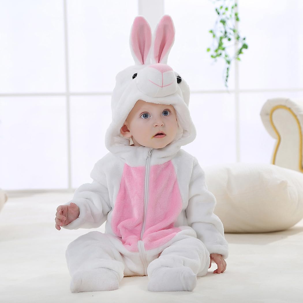 CuteOn Toddler Halloween Costume Onesie Cosplay Romper Christmas Infants Baby Costume White Bunny 2-3 Years
