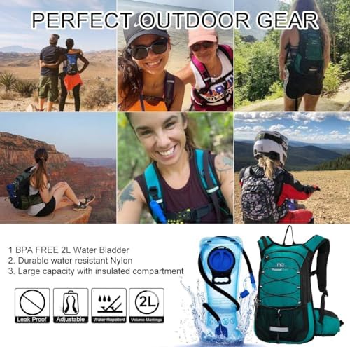 15L Insulated Hydration Backpack Pack with 2L Water Bladder Lightweight Hiking Backpack Bag for Women Men Daypack for Hiking Running Festival Camping Biking