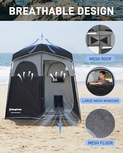 KingCamp Shower Tent, Portable Privacy Tent Outdoor Camping 1/2 Room Toilet Tents with Shower Bag & Dressing Room for Travel Beach Tailgate