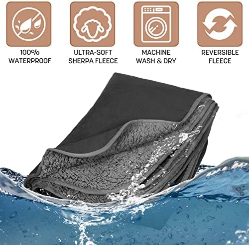 Tirrinia Waterproof Outdoor Blanket with Sherpa Lining, Windproof Triple Layers Warm Comfy Foldable for Camping Stadium, Beach, Picnic, Grass, Concerts, Car, Dog, 51''X 59'' & 59''X 80''