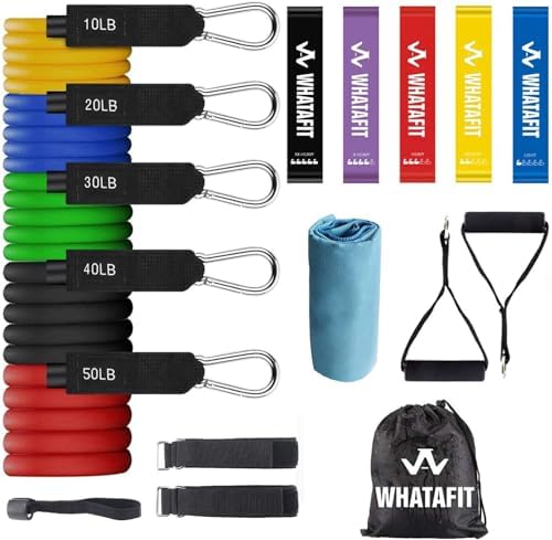 WHATAFIT Resistance Bands, Exercise Bands,Resistance Bands for Working Out, Work Out Bands with Handles for Men and Women Fitness, Strength Training Home Gym Equipment