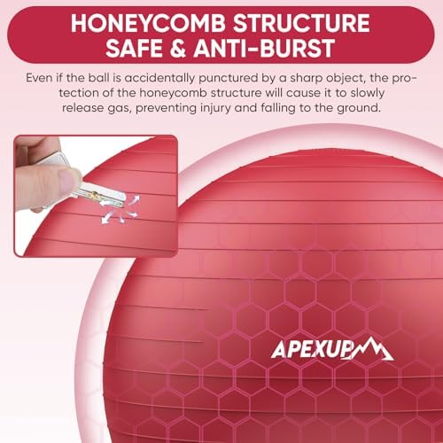 APEXUP Yoga & Pilates Ball - Anti Slip Heavy Duty Gym Ball for Fitness, Balance & Core Workout