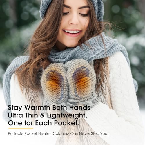 AI Hand Warmers Rechargeable 2 Pack, 6000mAh Electric Hand Warmers, AI Smart Chips 20Hrs Long Safe Heat, Portable Pocket Heater, Gifts for Christmas, Outdoor, Golf, Hunting, Camping Accessories