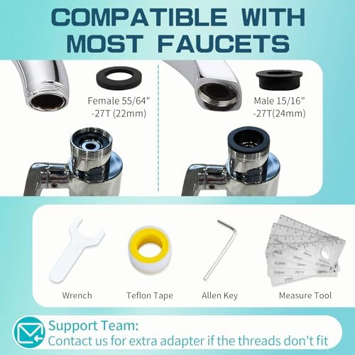 CECEFIN 1440ºSink-Water-Filter Faucet-Extender 3.0 Telescopic - Carbon Purifier Reduce 99% Chlorine, NSF Certified Bathroom Kitchen Aerator, Swivel Long Arm Extension for Toddlers, Hard Water Softener