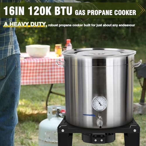 Bestfire High Pressure Propane Burner, 120000 BTU Single Propane Stove with 4.1ft 0-20Psi Adjustable Hose with Regulator, 16" Square Steel Cooktop for Camping