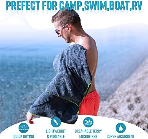4Monster 4 Pack Microfiber Camping Towel Quick Dry, Super Absorbent Travel Towel with Waterproof Bag, Lightweight Boat Towel for RV, Sport, Gym, Beach, Pool, Swim,Family Trip