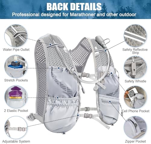 Running Hydration Vest for Women Men, Lightweight Adjustable Hydration Backpack with 1.5L Water Bladder Bag for Hiking, Trail, Running, Marathons, Cycling
