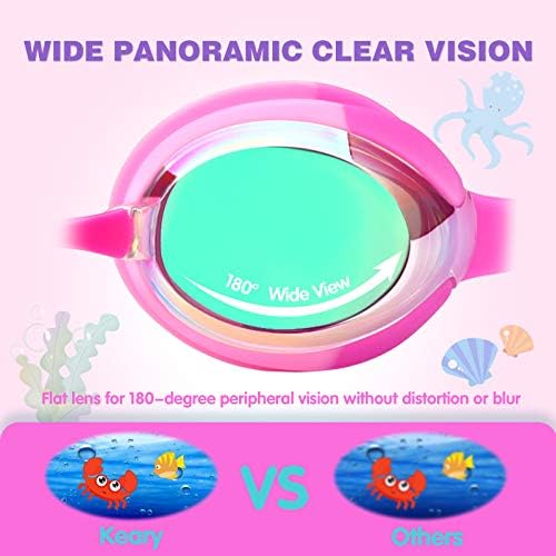 Keary Kids Swim Goggles for Toddler Kids Youth(3-12),Anti-Fog Waterproof Anti-UV Clear Vision Water Pool Goggles