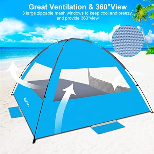 Gorich Beach Tent Sun Shelter for 3/4-5/6-7/8-10 Person with UPF 50+ UV Protection, Lightweight & Easy Setup Beach Shade Canopy, Portable Beach Shade Tent Beach Cabana