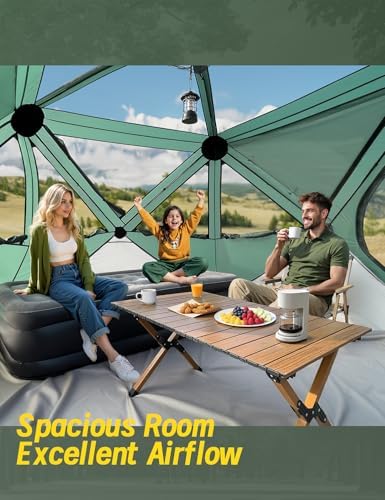 Camping Tent,Instant Cabin Tent, Setup in 60 Seconds, 4 Person Pop up Tents for Camping, Hub Tents, Rainfly, Windproof, UV Resistant, Large Camping Tent Sun Shelter with Removable Floor