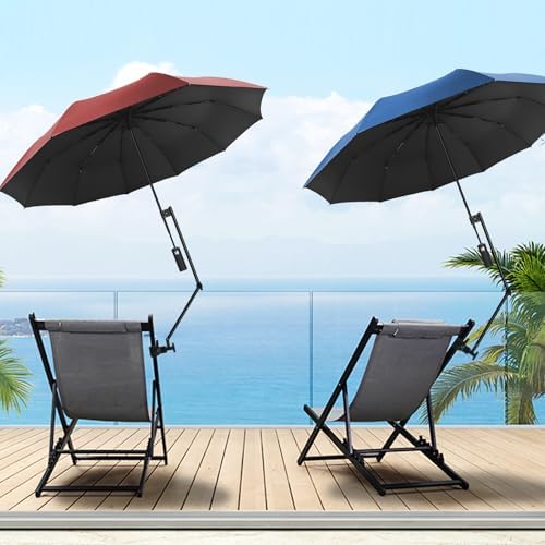 UPF 50+ UV Protection Beach Umbrella with Adjustable Universal Clamp for Beach, Golf, Backyard Activities