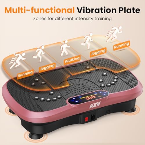 AXV Vibration Plate Fitness Platform Exercise Machine Vibrating Lymphatic Drainage Shaking Full Body Shaker Workout Vibrate Stand Shake Board Sport Gym for Weight Loss Fat Burner for Women Men