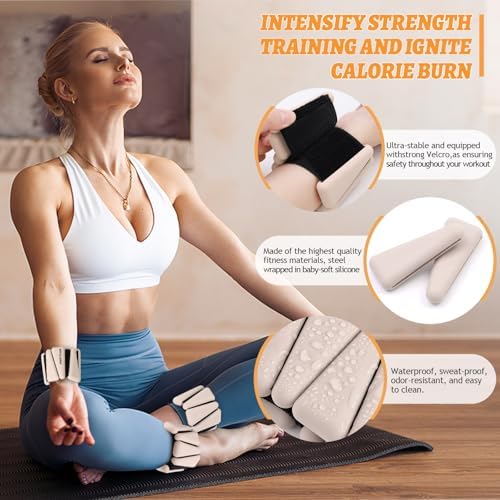 Wrist Ankle Weights Set of 2(1 lb/2 lbs Each) Adjustable Weights Training Intensity for Strength Training Walking Running Yoga Pilates Jogging for Women Men