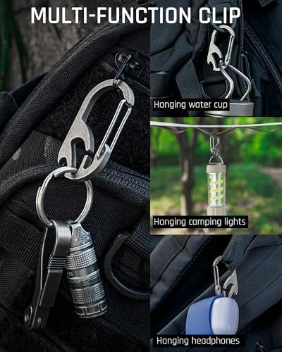 TISUR Titanium Carabiner Keychain Clip, Anti-Lost Key Ring Holder, Self-Locking Metal Gate Clip Key Chain Bottle Opener for Men Women