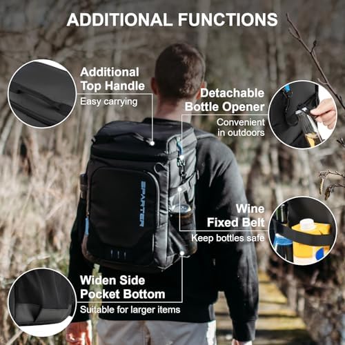 Backpack Cooler Insulated Leak Proof 30/45 Cans, 2 Insulated Compartments Thermal Bag, Portable Lightweight Beach Travel Camping Lunch Backpack for Men and Women