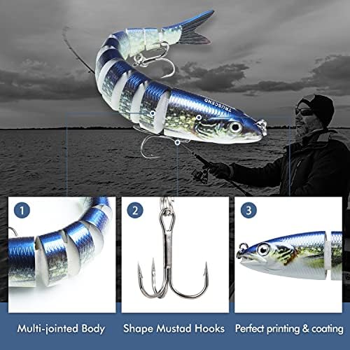 TRUSCEND Swimmax for Saltwater and Freshwater, Realistic Fishing Lures for Bass Trout Crappie Walleye Pike Bluegill Salmon, Swimbait for Bass Fishing, Amazing Fishing Gear Gifts for Family Fishing