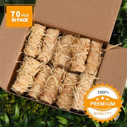 Fire Starter -70 Pcs Fire Starters for Campfires, Fireplace, Grill, Wood & Pellet Stove, Fire Pit, BBQ, Survival, ooni Pizza Ovens, Water Resistant and Odorless Safe for Indoor/Outdoor Use