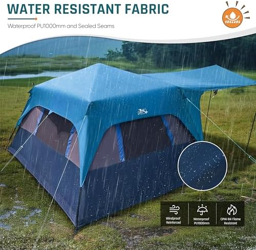 4/6/8 Person Instant Cabin Tent, Easy 60 Second Setup Family Tents for Camping, Pop up Camping Tent, Large Waterproof Tents for Outdoor Camping, Spacious Interior, Upgraded Ventilation