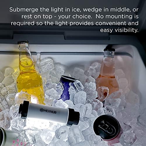 HEXNUB Cooler Box Light, Waterproof, Rechargeable LED Light Compatible with YETI, RTIC, ORCA, Igloo, Coleman Ice Chest, Magnetic Base, Great for Outdoor Events, Camping, Fishing, Hunting, Boating