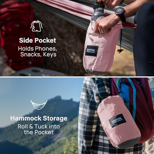 Kootek Camping Hammock 500 lbs Capacity, Portable Hammocks with Tree Straps & Attached Carry Bag, Camping Essentials Gear, Perfect for Outside Indoor Hiking Beach Backpack Travel