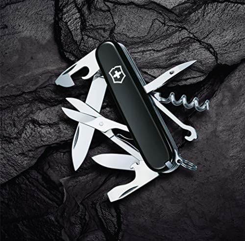 Victorinox Climber Swiss Army Knife, 14 Function Swiss Made Pocket Knife with 2 Blades, Corkscrew and Screwdriver - Black