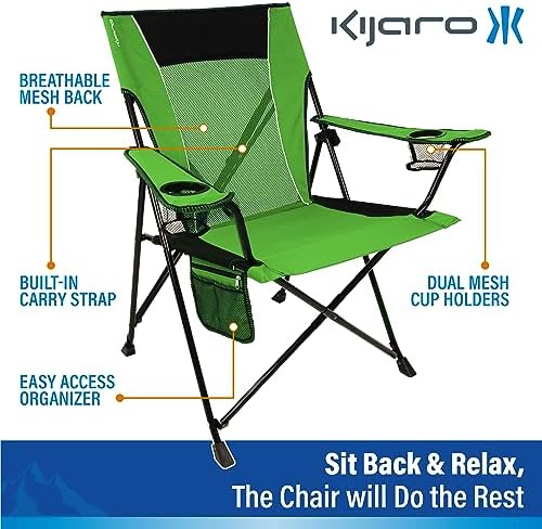 Kijaro Dual Lock Portable Camping Chairs - Enjoy the Outdoors with a Versatile Folding Chair, Sports Chair, Outdoor Chair & Lawn Chair - Dual Lock Feature Locks Position – Ireland Green
