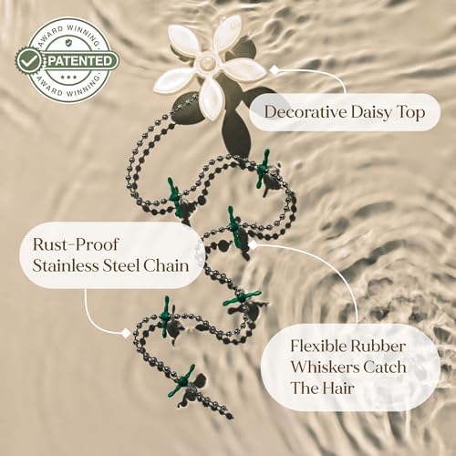 DrainWig Shower Drain Hair Catcher – Disposable White Flower (12-Pack) – No-Touch Hair Removal for Flat Shower Drains – As Seen on Shark Tank