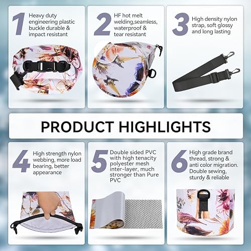 MARCHWAY Floating Waterproof Dry Bag Backpack 5L/10L/20L/30L/40L, Roll Top Sack Keeps Gear Dry for Kayaking, Rafting, Boating, Swimming, Camping, Hiking, Beach, Fishing