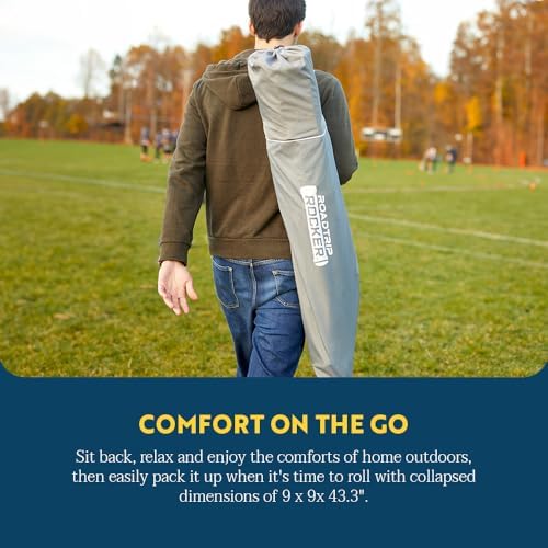 GCI OUTDOOR Roadtrip Rocker Camping Chair | Portable, Folding Rocking Chair with Solid, Durable Armrests, Drink Holder & Comfortable Extended Backrest — Hunter Green