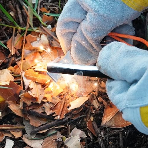 Classic Heavy-Duty Super-Duty Ferro Rod Fire Starter with Premium Ferrocerium Rod Superb Carbon Alloy Steel Striker 550 Paracord Lanyard Handle for Camping Emergency Survival Hiking BBQ EDC