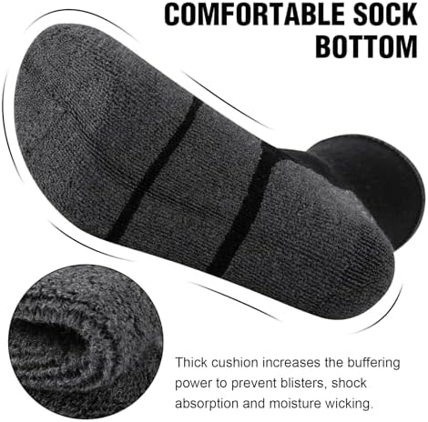 COOVAN Mens Cotton Crew Socks Moisture Wicking Cushioned Athletic Heavy Duty Work Boot Socks 6 Pairs