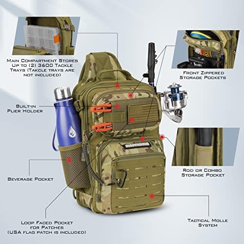 KastKing BlowBak Tactical Fishing Sling Tackle Bag - Lightweight Fishing Backpack - Storage for Gear and Equipment - Gift for Men