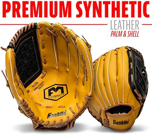 Franklin Sports Baseball + Softball Gloves - Field Master Adult + Youth Baseball + Softball Gloves - Right Hand + Left Hand Gloves - Infield + Outfield Mitts - Multiple Sizes + Colors