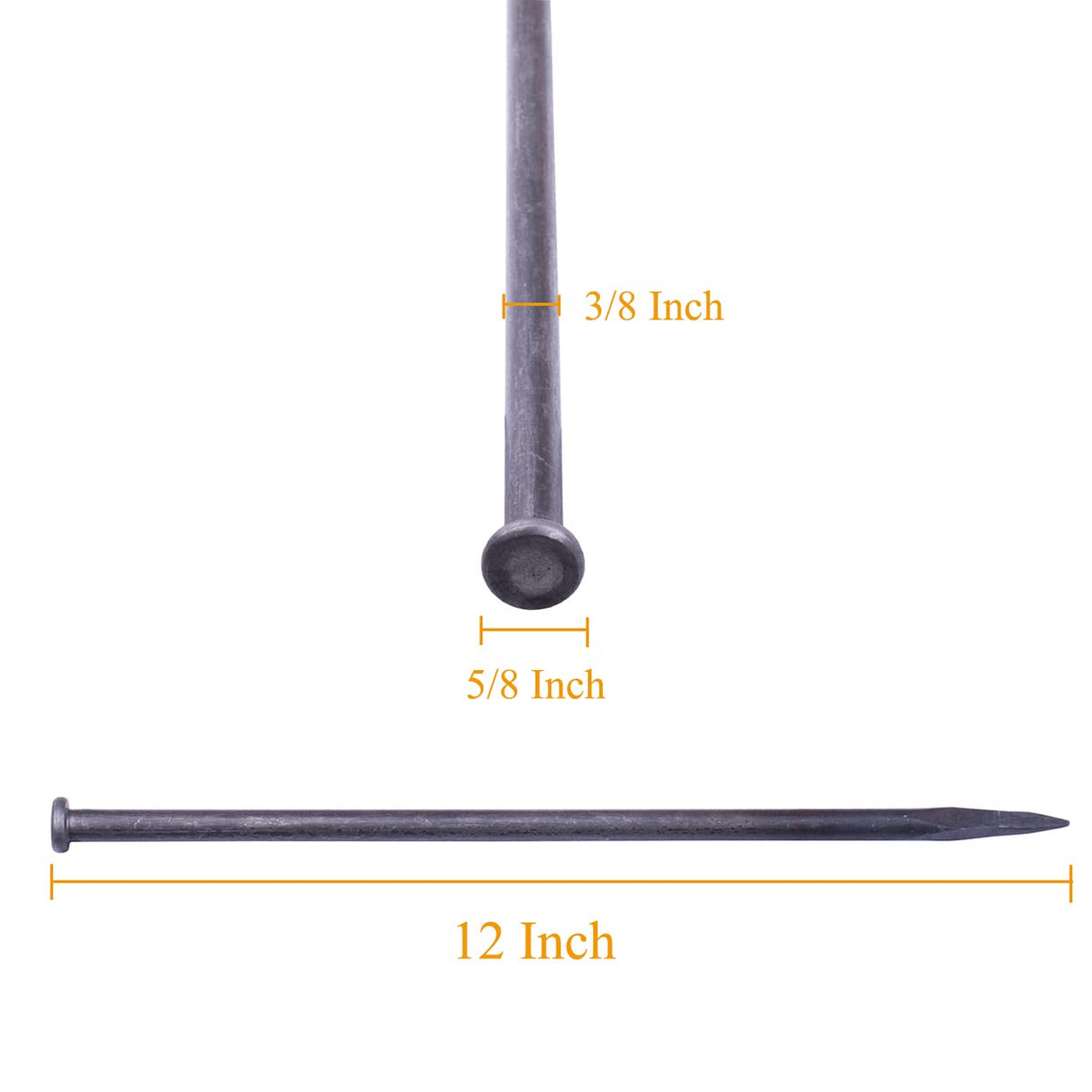 WOWCASE 12 Inch Metal Edging Spikes,10 Pcs Heavy Duty Solid Metal Landscaping Spike, Anchoring Spike Nails for Paver Edging, Weed Barrier, Artificial Turf Etc. (10)