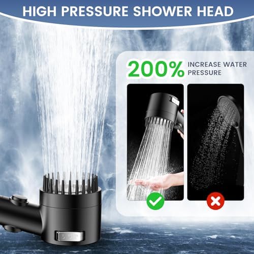 Filtered Shower Head with Handheld, High Pressure 5-Spray Shower Head with Filters for Hard Water, ON/OFF Switch Showerhead for Pets Bath, Shower Heads Filter - Remove Chlorine, Reduce Dry Itchy Skin