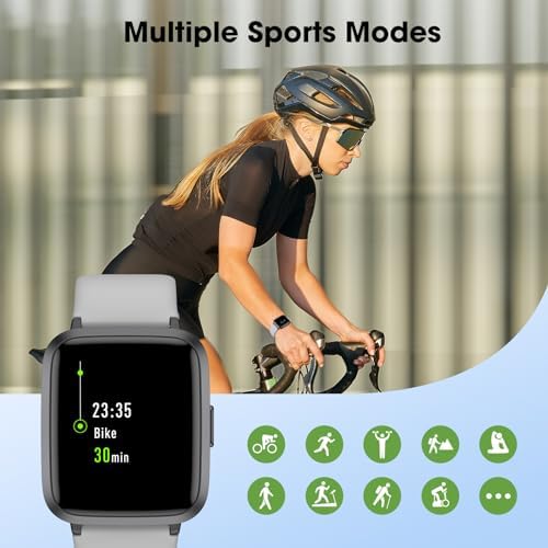 Fitness Tracker Watch with Heart Rate Monitor, Large Screen Activity Tracker with Pedometer, Sleep Monitor, Calories & Step Counter, 5ATM Waterproof Smart Watch for Women Men Fitness Watch for Sports