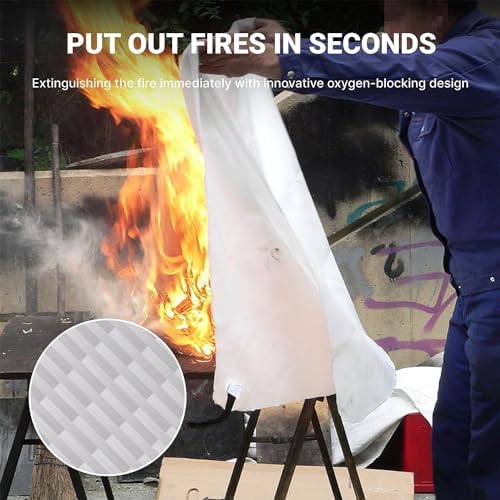 Lancryen 2025 Emergency Fire Blanket, Fire Extinguisher Blanket, Fire Suppression Fabric Flame Retardant Towel Flame Safety Cloth for Home, Kitchen, School, Grill, Car, Office, Warehouse(40” x 40”)