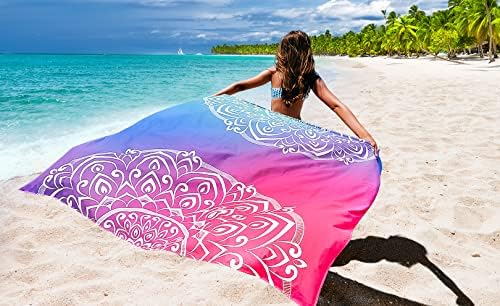 Beach Blanket Waterproof Sandproof Beach Mat 79" X 83" /10'x9'for 2-8 Adults Quick Drying Outdoor Picnic Mat Beach Accessories for Travel, Camping, Hiking