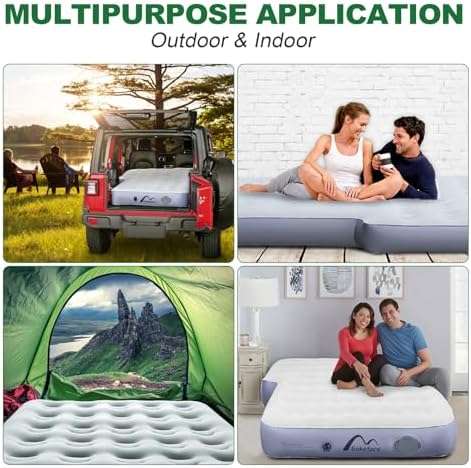 Jeep Wrangler Air Mattress Jeep Mattress with Wireless Air Pump Large SUV Air Mattress,Jeep Wrangler Bed 10inch SUV Camping Bed for JK JKU JL JLU Unlimited 4 Door