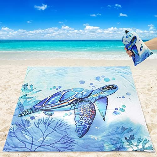 Beach Blanket Waterproof Sandproof Extra Large Beach Mat 79" X 83"/120"x108"for 1-8 Adults Quick Drying Durable Outdoor Picnic Mat for Beach Travel Camping Hiking