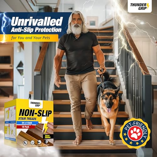 24"x4" Clear Non-Slip Stair Treads for Wooden Steps (18-Pack) - Self Adhesive Strips - Transparent Indoor