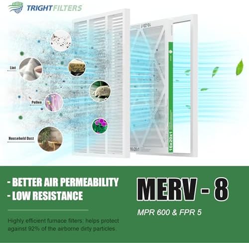 16x20x1 Air Filter 4 Pack, MERV 8 Pleated Dust Defense Air Filters Replacement Air Conditioner HVAC AC Furnace Filter, Durable and Lightweight