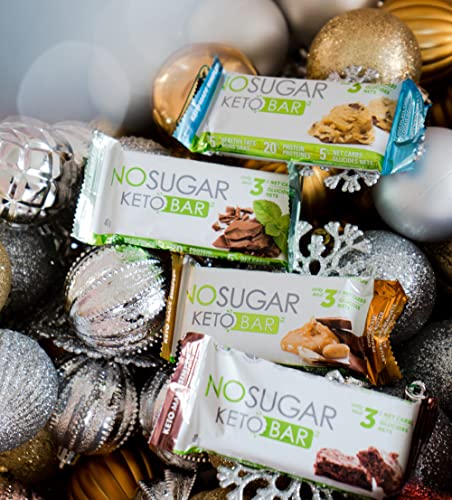No Sugar Keto Bar Snack - Low Carb No Sugar Keto Snack Food with Keto Friendly Macros (12 x 1.41oz Bars, Chocolate Chip Cookie Dough)