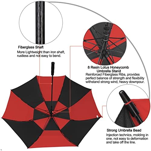 G4Free 47/54/62/68 Inch Automatic Open Golf Umbrella Oversize Extra Large Double Canopy Vented Windproof Waterproof Stick Umbrellas