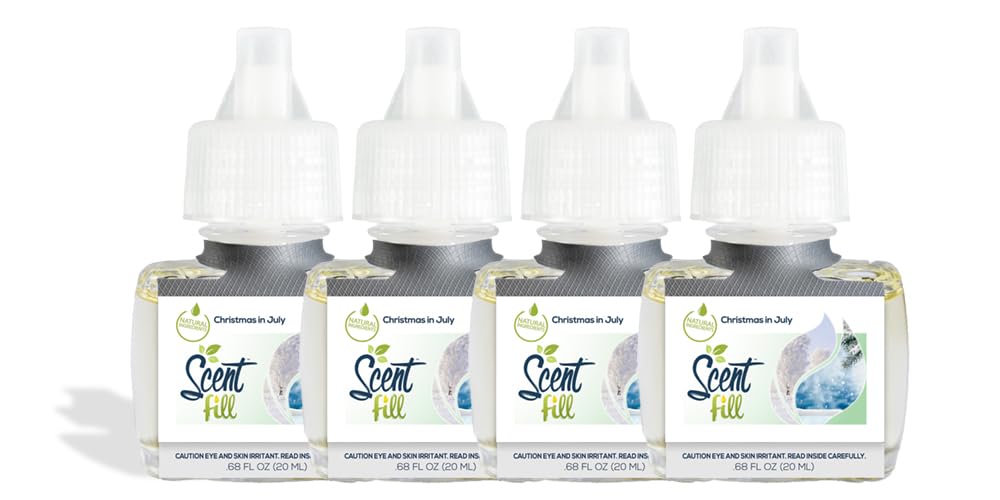 Scent Fill "Christmas in July" Plug in Air Freshener, 4 Scented Oil Refills