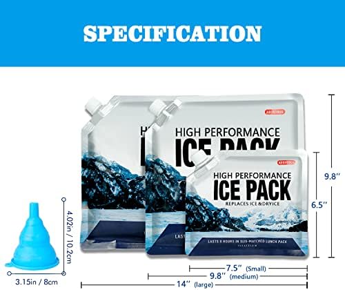 Reusable Ice Packs for Coolers Long Lasting Gel Freezer Packs for Cooler Bag Backpacks, Lunch Box, Cooler Bag, Keeps Food Cold Fresh (Set of 5)