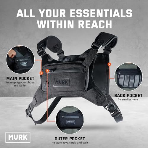 MVRK Water Resistant Chest Pack - Running Vest for Workouts, Running Phone Holder Extra Storage, Lightweight Running Pack